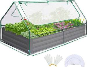 lot 538 image: Quictent Raised Garden Bed with Cover Outdoor Galvanized Metal Planter Box Kit