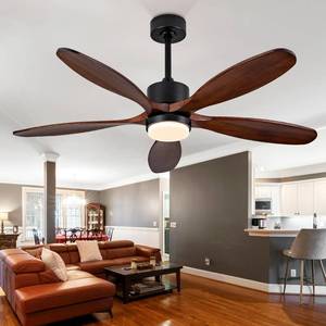 lot 406 image: 42 Inch Solid Wood Ceiling Fan with Light and Remote Control