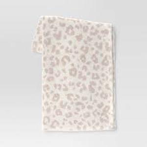 lot 6 image: Super Soft Cozy Feathery Knit Cheetah Throw Blanket Beige - Threshold Sensory Friendly, Jacquard Weave, 50x60