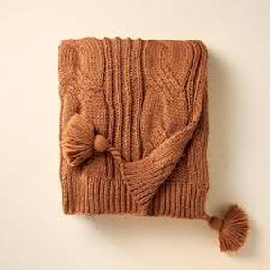 lot 8 image: Chunky Cable Knit Throw Blanket Rust - Hearth & Hand with Magnolia