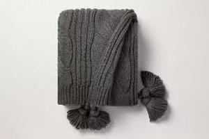 lot 27 image: Chunky Cable Knit Throw Blanket Dark Gray - Hearth & Hand with Magnolia