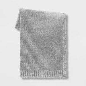 lot 46 image: 50x60 Shiny Chenille Throw Blanket - Threshold-Light Gray