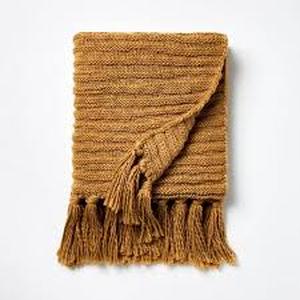 lot 48 image: Raised Striped Chunky Knit Throw Blanket - Threshold designed with Studio McGee-Dark Tan