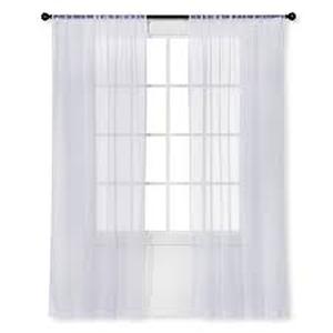 lot 78 image: (Set of 3) 1pc Sheer Crinkle Window Curtain Panel White - Room Essentials-40W x 84L