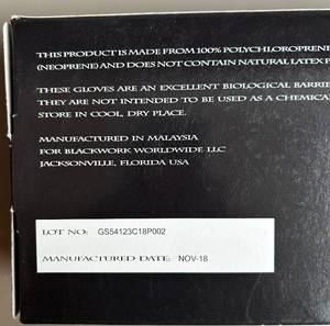 lot 56 image: Black Chloroprene Exam Gloves Size Small Expired