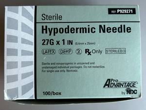 lot 73 image: Sterile Hypodermic Needle 27G x 1in