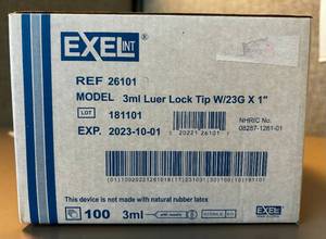 lot 121 image: Exel Disposable 3mL Syringes Expired