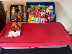 lot 372 image: Level 4 - Large Assortment of Gift Wrapping Supplies in Sterilite Underbed Box