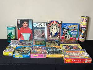 lot 57 image: Level 2- Lot of Vintage Puzzles and Games - Star Wars, Happy Days, Charlies Angels, and More
