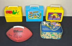 lot 75 image: Level 4 - Lot of Vintage Lunch Boxes and Wilson NFL Football Lunch Box