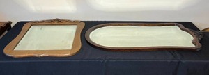 lot 103 image: Level 3 - Set of 2 Vintage Wooden Framed Mirrors