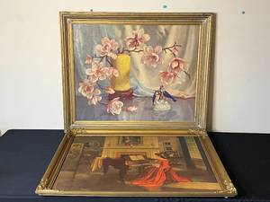 lot 107 image: Level 3 - Lot of Two Antique Framed Artwork Pieces