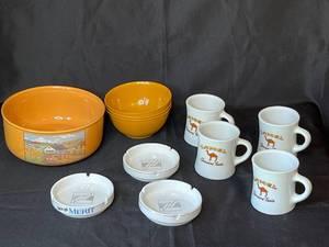 lot 129 image: Level 3 - Vintage Ceramic Bowls, Camel Mugs, and Ashtrays Lot