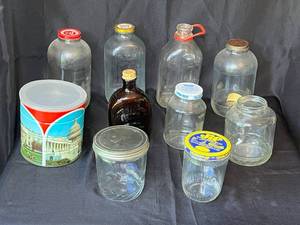 lot 130 image: Level 3 - Vintage Glass Jars and Containers Lot