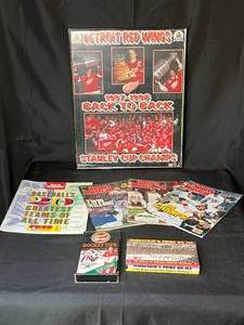 lot 213 image: Level 2 - Sports Memorabilia Lot Red Wings Poster, Sports Illustrated Magazines, and More