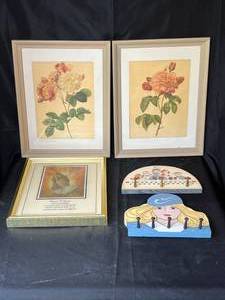 lot 223 image: Level 3 - Lot of 3 Assorted Framed Wall Art Pieces and Wall Hangings