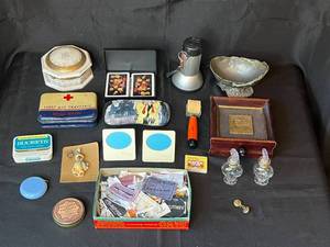 lot 241 image: Level 2 - Assorted Collectibles Lot with Vintage Items, Night Lights, Glass Perfume Bottles and More