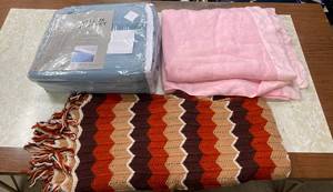 lot 38 image: Level 1- Lot of Three Assorted Blankets - Vellux, Pink, and Crochet