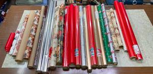 lot 43 image: Level 1- Large Lot of Assorted Wrapping Paper Rolls