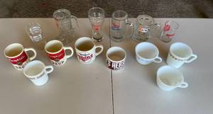 lot 283 image: Garage - Lot of Assorted Mugs and Glasses - Campbells Soup, Coors, Pepsi, Hersheys, A&W