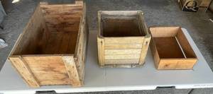 lot 311 image: Garage - Vintage Wood Storage Crates - Set of 3