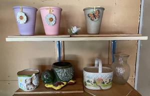 lot 320 image: Garage - Assorted Decorative Ceramic Planters and Vases Collection