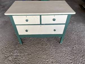 lot 322 image: Garage Vintage Green and White Three-Drawer Dresser