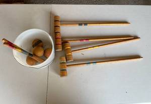 lot 332 image: Garage - Vintage Wooden Croquet Set