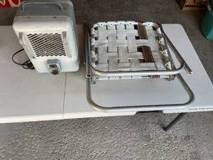 lot 335 image: Garage - Titan Model 760 Electric Heater and Foldable Camping Chair