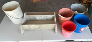 lot 340 image: Garage - Assorted Buckets Lot with Wall Shelf