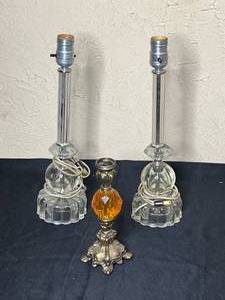 lot 413 image: Level 2 - Lot of 3 Vintage Glass Table Lamp Bases