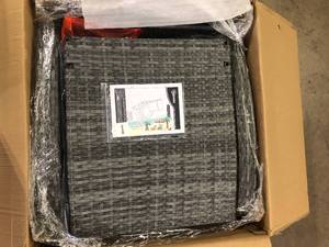 Outsunny Dark Blue Wicker Outdoor Recliner with Dark Blue Cushions Customer Returns See Pictures