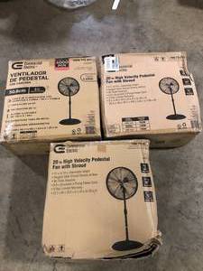 Lot of  Commercial Electric 20 in. Oscillating Pedestal Fan with Adjustable Height in Black Customer Returns See Pictures