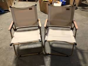 Outsunny Set of 2 Camping Chair, Lightweight Folding Chair, Portable Armchairs, Perfect for Festivals, Fishing, Beach, Khaki Customer Returns See Pictures