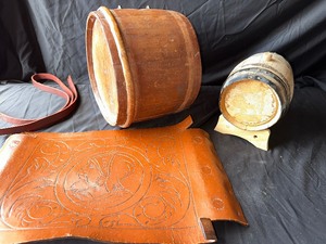 lot 86 image: Miscellaneous leather and wood props.