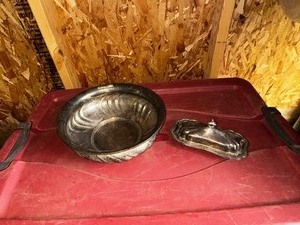 lot 116 image: Gorham Silver Plated Bowl and Covered Butter Dish