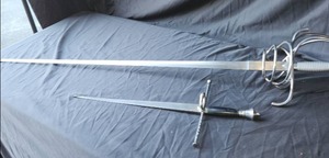 lot 53 image: Italian style Rapier and dagger as shown for stage combat or training.