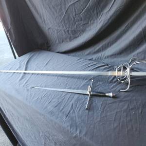 lot 60 image: Italian style Rapier and dagger as shown for stage combat or training.