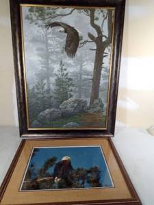 lot 307 image: Eagle Print on Canvas by Smith 93  additional framed Eagle Print
