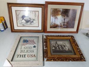 lot 309 image: Ink Drawing Print by D.F. Noyes, Deer Print, Old time photo & USA print.