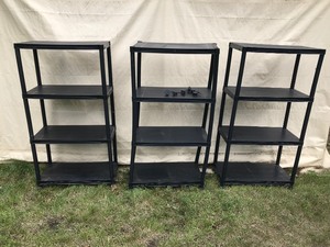 lot 32 image: 3) 4 Tier plastic shelving units