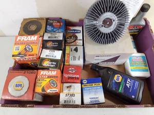 lot 294 image: Box of Oil Filters & New Auto Parts & Fluids