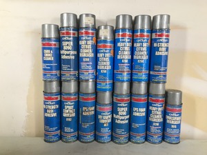 lot 117 image: Box of Foam Adhesive, Lubricant, Degreaser