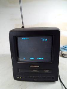 lot 250 image: Sylvania TV with antenna and built in VHS player