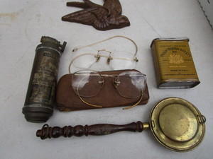 Pocket Tin, Ashtray, Eye Glasses, Fire Ext.