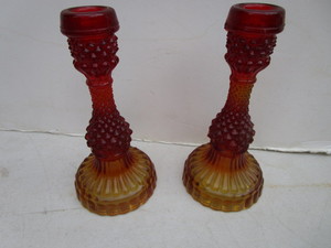 Amberina Candle Stands