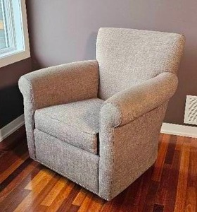 lot 55 image: Taupe Tack Swivel Arm Chair