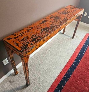 lot 12 image: Stunning Oriental Altar Table  Horse Hoof Foot in Distressed Lacquer