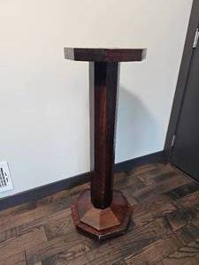 lot 66 image: Mission Style Oak Plant Stand Pedestal