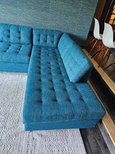 lot 74 image: Eliot Bumper Turquoise Blue MCM Inspired Modern Sleeper Sectional
